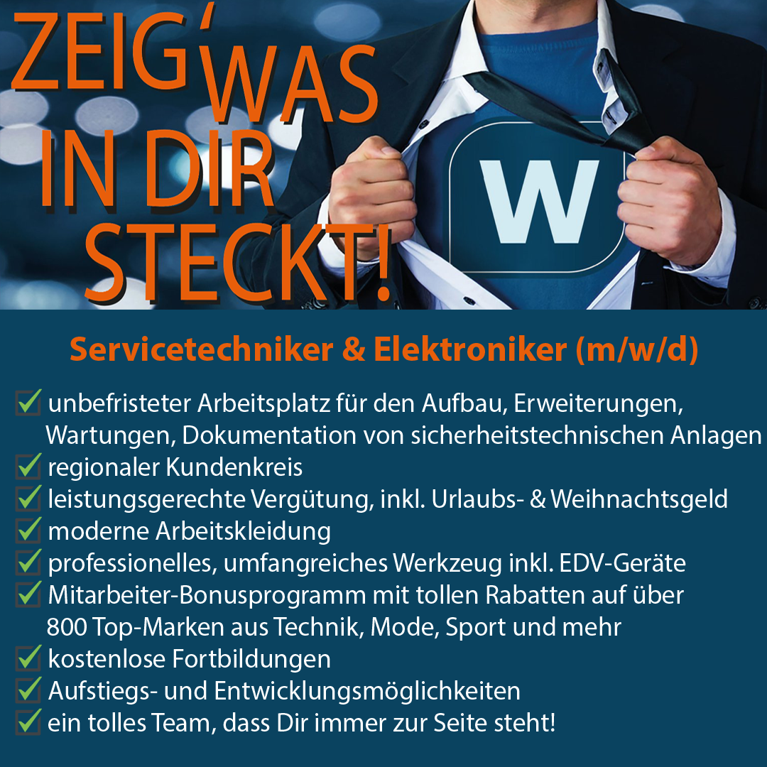 Wellmann Sicherheitstechnik Stellenanzeige Techniker Elektroniker
